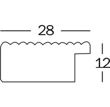 Section de baguette de profil avec dimensions 28 x 12 millimètres