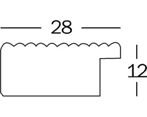 Section de baguette de profil avec dimensions 28 x 12 millimètres