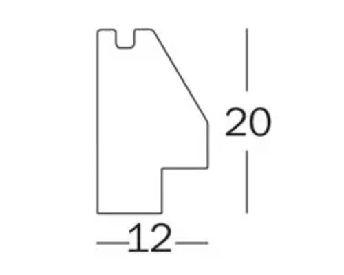 Dessin de profil avec dimensions 12 et 20