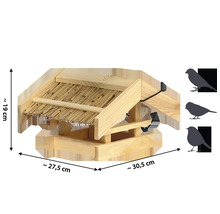 Vogelhaus aus Holz mit Rohrdach und Abmessungen