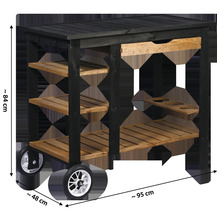Chariot de service en bois avec tiroir et étagères