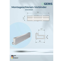 Montageschienenverbinder mit Massangaben