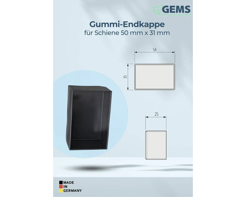 Gummi-Endkappe für Schiene 50 mm x 31 mm