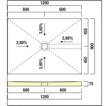 Dessin technique d'un receveur de douche avec dimensions