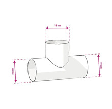 Abbildung eines T-Stücks mit den Maßen 18 mm und 22 mm