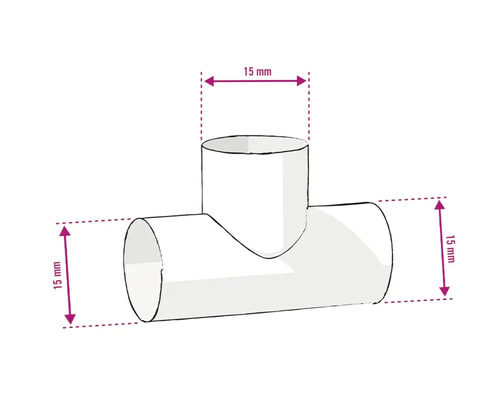 T-Stück Rohrverbinder mit einer Größe von 15 mm
