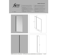 Paroi latérale Modena 900 Black avec verre transparent de 6 mm, réversible, effet déperlant et système de montage rapide, profilé: aluminium, noir mat