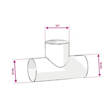 Té avec dimensions de 54 mm et 3/4 pouce