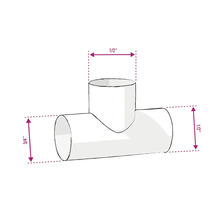 Illustration d''un raccord en T avec des dimensions de 1/2 et 3/4 pouces