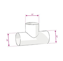 Illustration d''un raccord de tuyau en T mesurant 1/2 pouce et 3/4 pouce