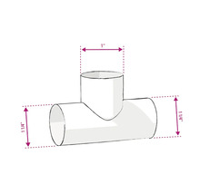 Illustration d''un raccord en té avec des dimensions de 1 pouce et 1 1/4 pouce.