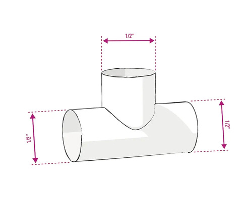 Illustration d''un raccord en T d''une dimension de 1/2 pouce.