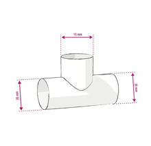 Illustration d''un raccord en T avec les dimensions 15 mm et 35 mm