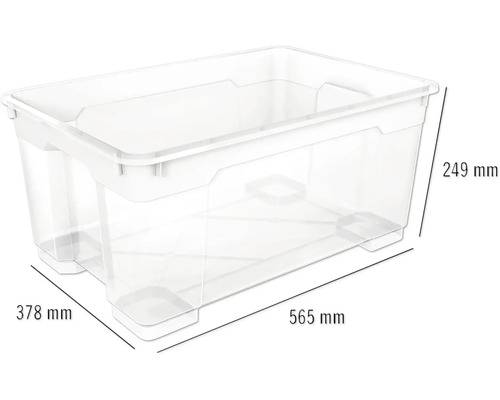 Boîte de rangement en plastique, dimensions 565 mm x 378 mm x 249 mm