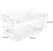 Boîte de rangement en plastique de dimensions 368 mm x 256 mm x 169 mm