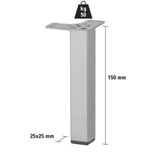 Pied de meuble, 150 mm de haut, capacité de charge 50 kg