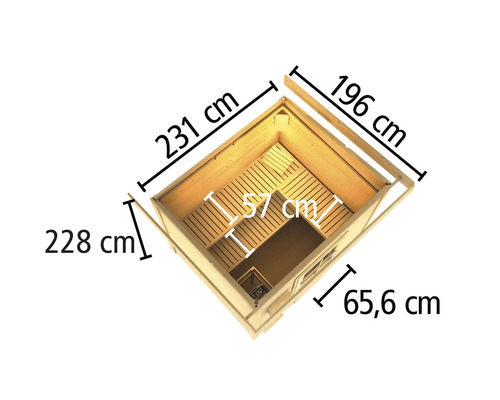 Vue de dessus d''un sauna avec des mesures