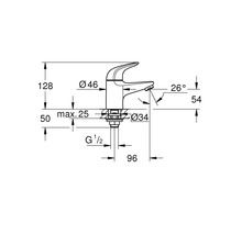 Dessin technique d'un robinet avec indications de dimensions