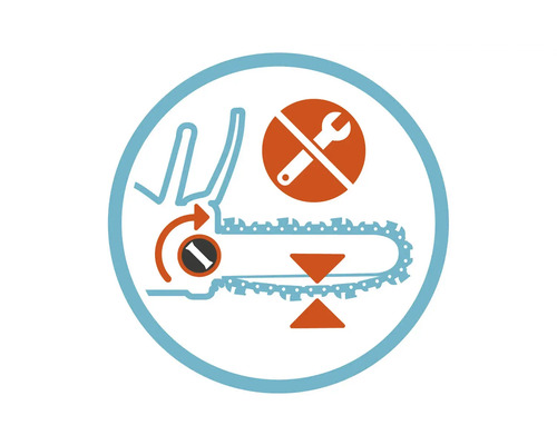 Symbole pour le réglage de la tension de la chaîne de la tronçonneuse sans outil