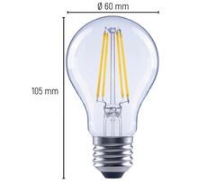 Image d''une lampe LED claire mesurant 60 mm de diamètre et 105 mm de hauteur.