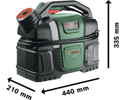 Nettoyeur sans fil Bosch Fontus 18V-6 avec dimensions 210 mm x 440 mm x 335 mm