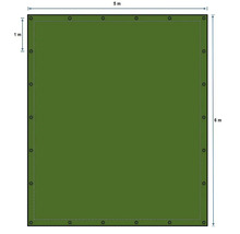 Rechteckige Plane mit Ösen, 5 x 6 Meter