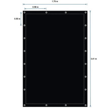 Bâche tissée noire de 1,76 mètre de large et 3,41 mètres de long avec des œillets