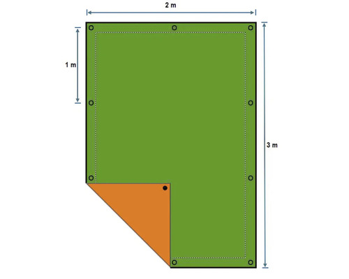 Illustration d'une bâche rectangulaire mesurant deux mètres sur trois mètres.