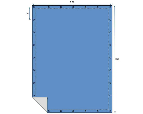 Bâche de piscine, 6 mètres sur 8 mètres, avec œillets