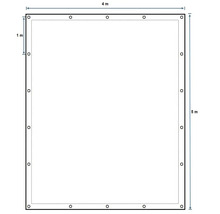 Schéma technique d'un voile d'ombrage rectangulaire mesurant 4 mètres sur 5 mètres