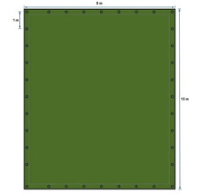 Bâche avec œillets, dimensions 8 mètres sur 10 mètres