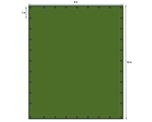 Plane mit Ösen, Abmessungen 8 Meter mal 10 Meter