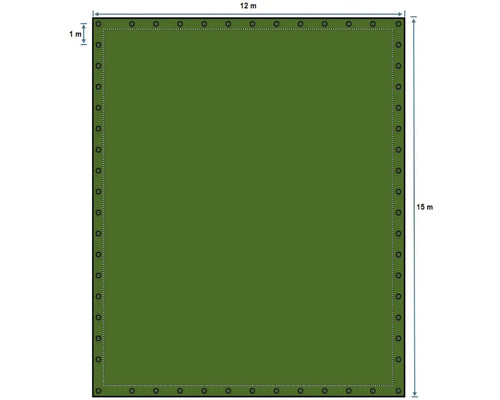 Plane 12 Meter mal 15 Meter mit Ösen im Abstand von 1 Meter