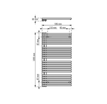 Maßzeichnung Heizkörper mit den Maßen 1095 mal 596 Millimeter