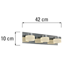 Lampe de salle de bain avec six lampes et dimensions