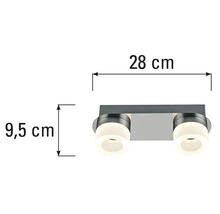 Luminaire de salle de bain avec dimensions 28 cm x 9,5 cm.