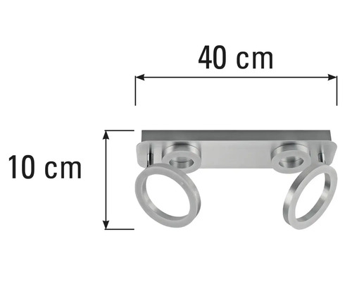 Abmessungen einer Deckenleuchte: 40 Zentimeter breit und 10 Zentimeter hoch