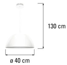 Lampe suspendue d'un diamètre de 40 cm et d'une hauteur de 130 cm.