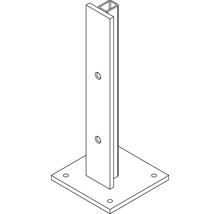 Poteau pour la construction de clôtures avec plaque de base carrée et trous