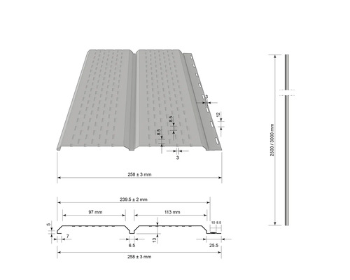 Dessin technique d'un profilé de façade avec indications de dimensions