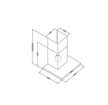 Schéma technique d'une hotte aspirante avec dimensions