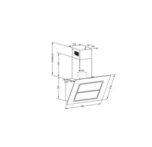 Dessin technique d'une hotte aspirante avec indications de dimensions