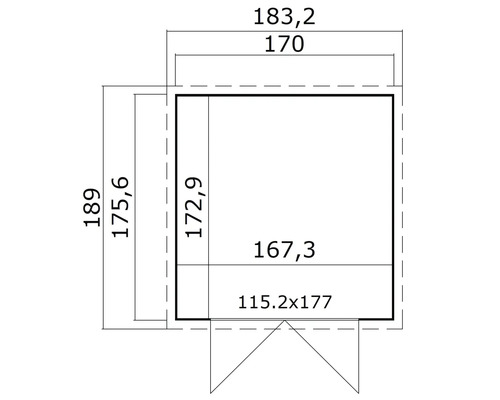 Technische Zeichnung mit Maßangaben
