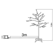 Schéma technique d'un arbre LED de 1,8 mètre de haut avec une longueur de câble d'alimentation de 3 mètres.