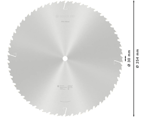 Kreissägeblatt mit 254 Millimeter Durchmesser und 30 Millimeter Bohrungsdurchmesser