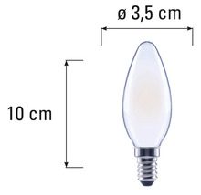 Lampe bougie avec des dimensions de 10 x 3,5 cm