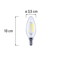Lampe LED claire en forme de goutte avec des dimensions de 10 sur 3,5 centimètres