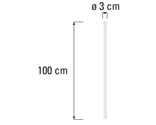 Profil latéral de radiateur avec des dimensions de 100 cm de long et 3 cm de diamètre