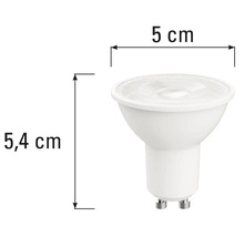 GU10 LED-Lampe mit den Maßen 5,4 cm Höhe und 5 cm Breite