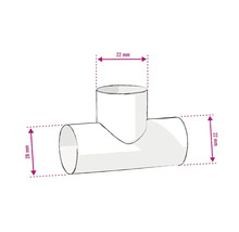 Abbildung eines T-Stücks mit den Maßen 22 mm und 28 mm